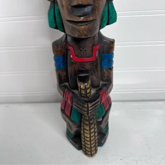 aztec wooden carved wood painted totem - Picture 5 of 13